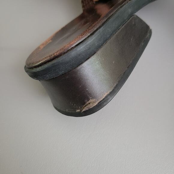 Cole Haan Cassidy Leather Slip On Slides Dark Brown VTG 90s Chunky Heel 10.5 - Picture 8 of 11